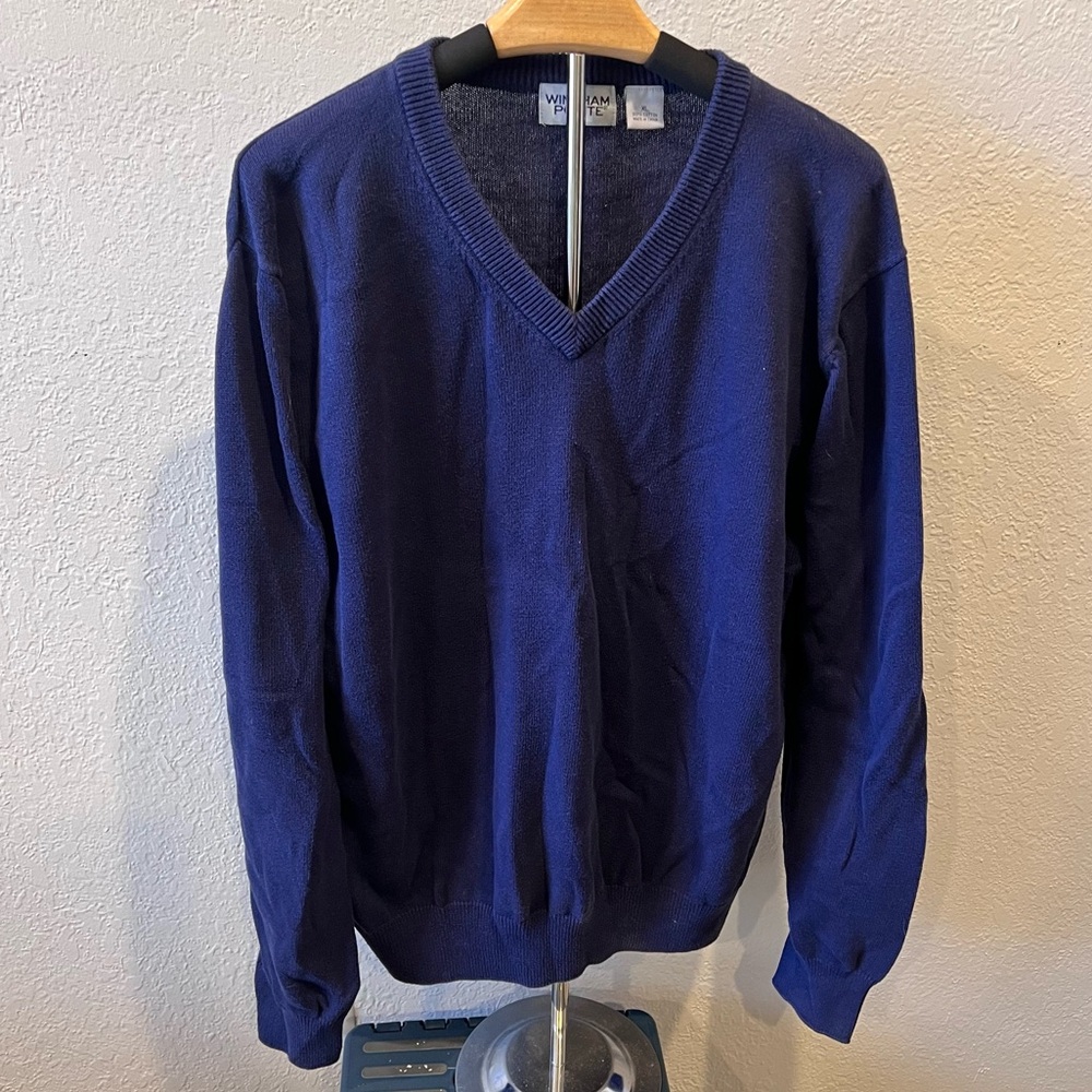 Vintage Windham Pointe Navy V Neck Cotton Sweater XL